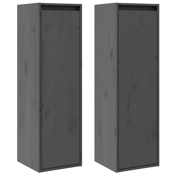 vidaXL Veggskap 2 stk grå 30x30x100 cm heltre furu