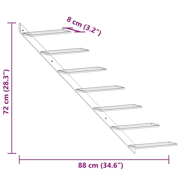 vidaXL Veggmontert vinstativ for 7 flasker 2 stk hvit metall