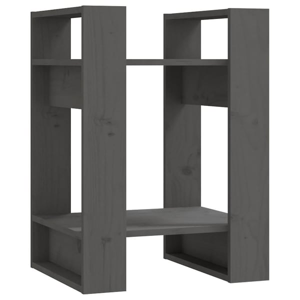 vidaXL bogreol/rumdeler 41x35x57 cm massivt fyrretræ grå