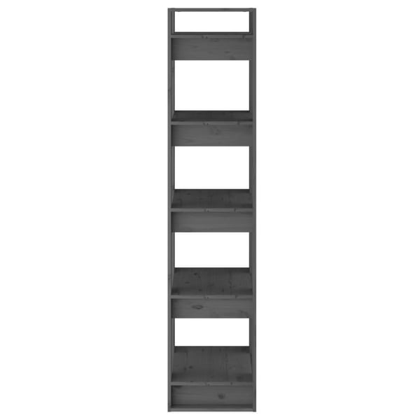 vidaXL bogreol/rumdeler 41x35x160 cm massivt fyrretræ grå