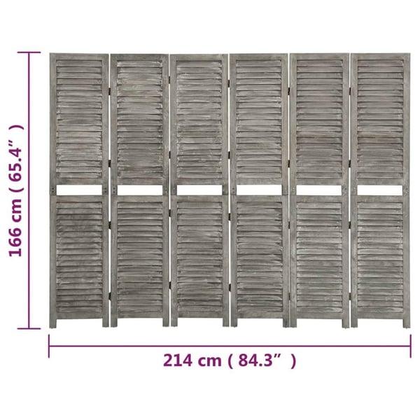 vidaXL Romdeler 5 paneler grå 214x166 cm heltre
