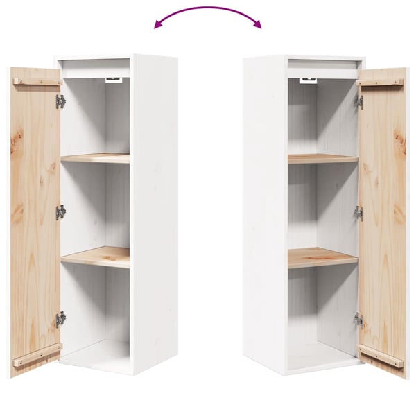 vidaXL vægskab 30x30x100 cm massivt fyrretræ hvid