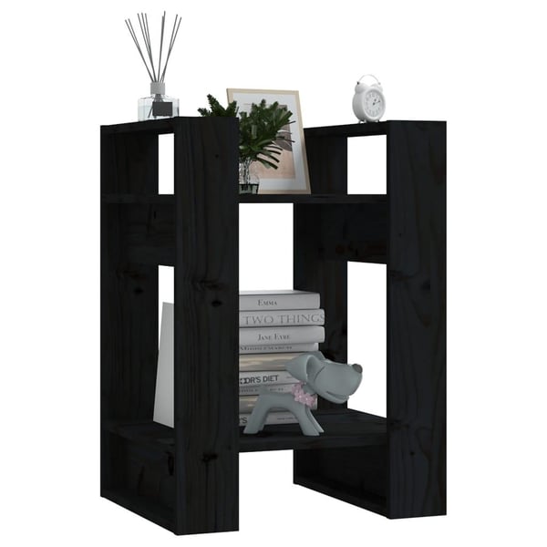 vidaXL bogreol/rumdeler 41x35x57 cm massivt fyrretræ sort