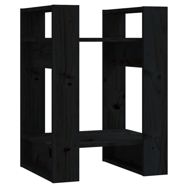 vidaXL bogreol/rumdeler 41x35x57 cm massivt fyrretræ sort