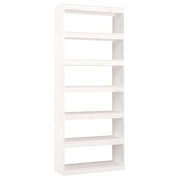 vidaXL Bokhylle/romdeler hvit 80x30x199,5 cm heltre furu