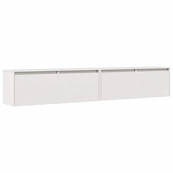 vidaXL Veggskap 2 stk hvit 100x30x35 cm heltre furu