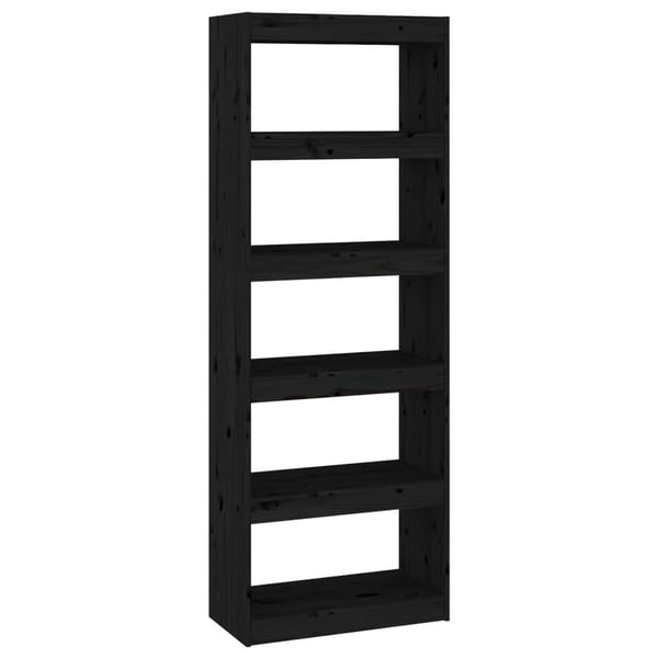vidaXL bogreol/rumdeler 60x30x167,5 cm massivt fyrretræ sort