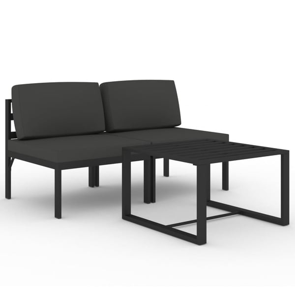 vidaXL loungesæt til haven 3 dele med hynder aluminium antracitgrå