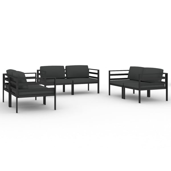vidaXL loungesæt til haven 6 dele med hynder aluminium antracitgrå