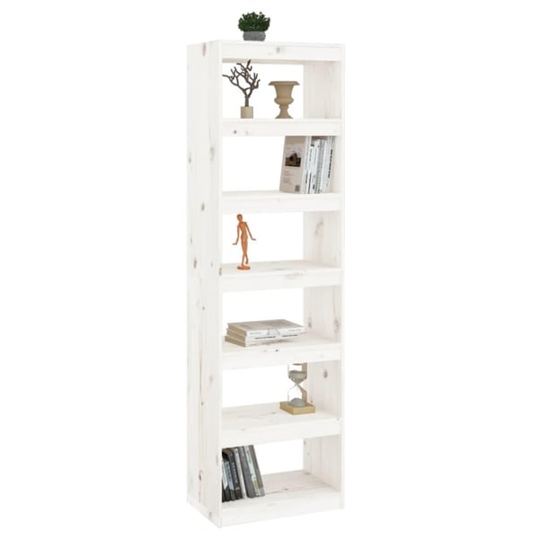 vidaXL bogreol/rumdeler 60x30x199,5cm massivt fyrretræ hvid