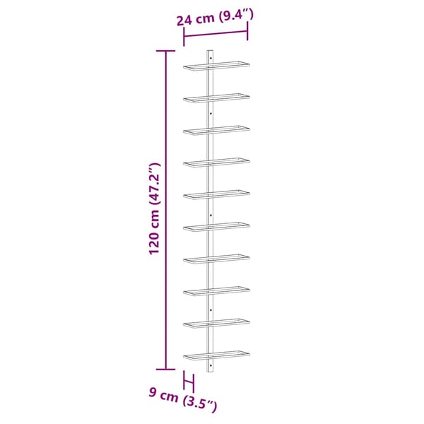 vidaXL Veggmontert vinstativ for 10 flasker gull metall