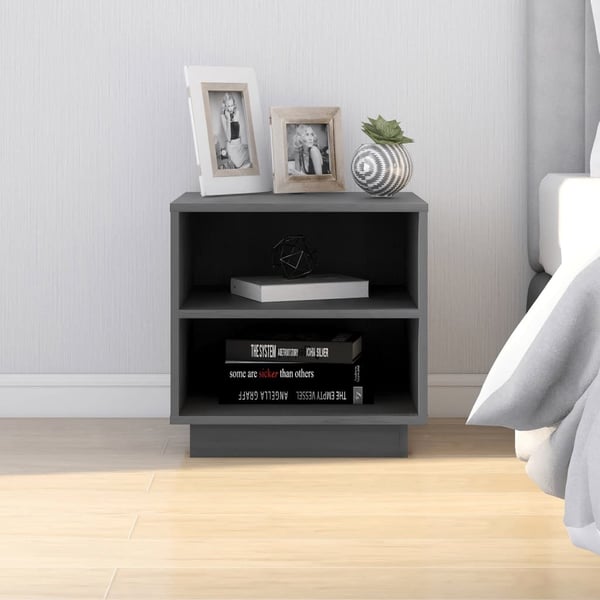 vidaXL Yöpöydät 2 kpl harmaa 40x34x40 cm täysi mänty