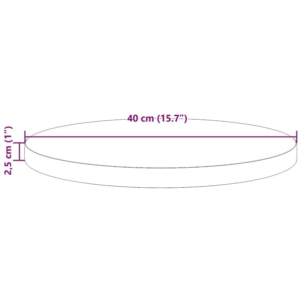 vidaXL Bordplate Ø40x2,5 cm heltre furu
