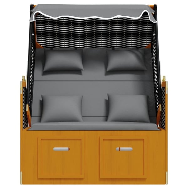 vidaXL strandkurv m. hynder polyrattan og massivt træ sort og antracit