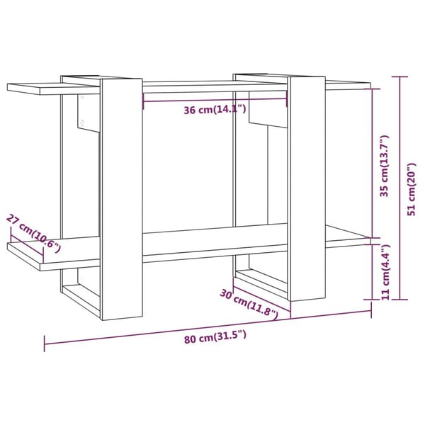 vidaXL bogreol/rumdeler 80x30x51 cm sort
