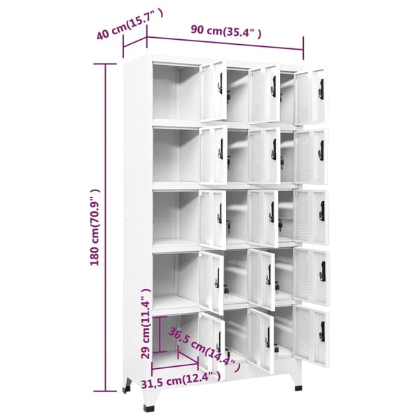 vidaXL Oppbevaringsskap hvit 90x40x180 cm stål