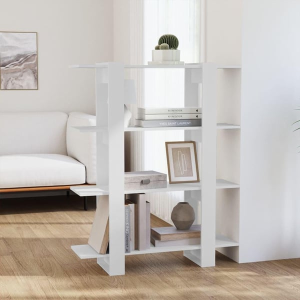 vidaXL bogreol/rumdeler 100x30x123,5 cm fyrretræ hvid