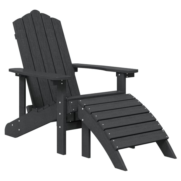 vidaXL Adirondack hagestoler med fotstøtte og bord HDPE antrasitt