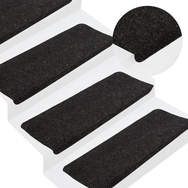 vidaXL Selvklebende trappematter 15 stk 65x24,5x3,5 cm antrasitt