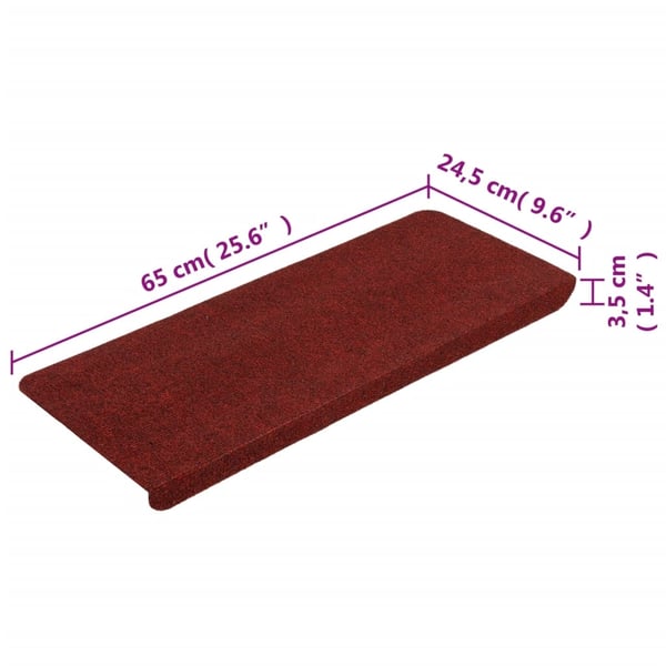 vidaXL Selvklebende trappematter 15 stk 65x24,5x3,5 cm rød