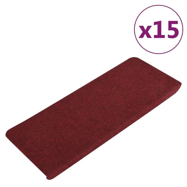 vidaXL Selvklebende trappematter 15 stk 65x24,5x3,5 cm rød