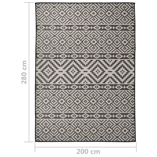 vidaXL Ulkomatto Flatweave 200x280 cm mustat raidat