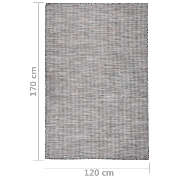 vidaXL Utendørs flatvevd teppe 120x170 cm brun og blå