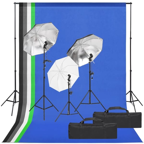 vidaXL fotostudiesæt med lampesæt og baggrund