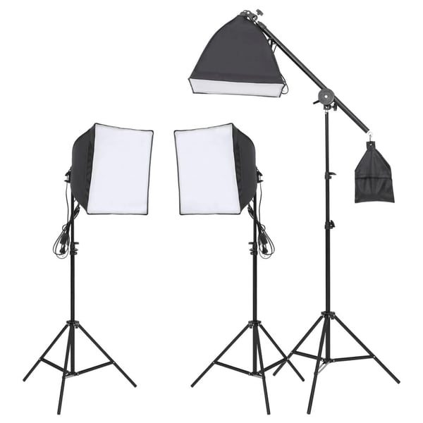vidaXL fotostudiesæt med lampesæt + baggrund og reflektor
