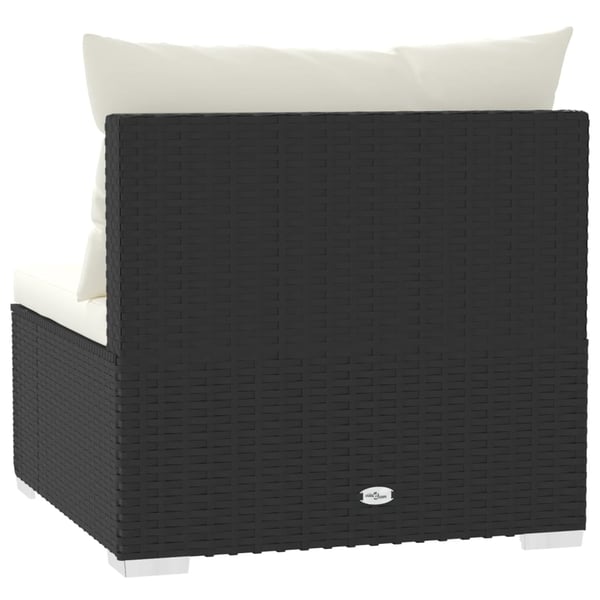 vidaXL midtersæde til havesofa med hynder polyrattan sort
