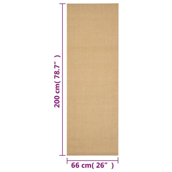 vidaXL Teppe naturlig sisal 66x200 cm