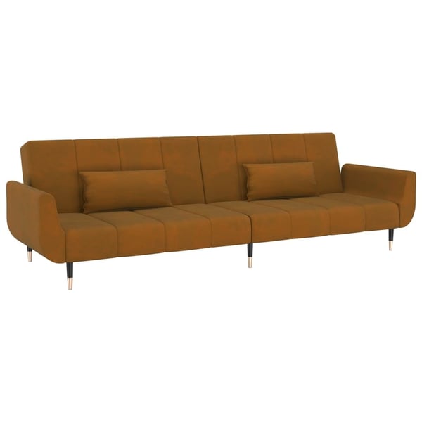 vidaXL 2-personers sovesofa med 2 puder fløjl brun