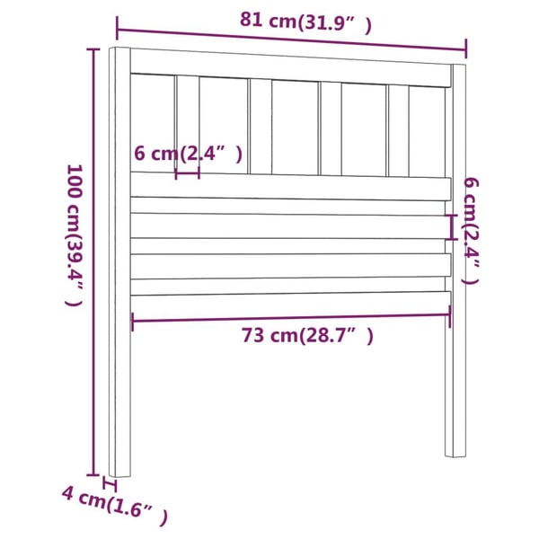 vidaXL Sengegavl grå 81x4x100 cm heltre furu