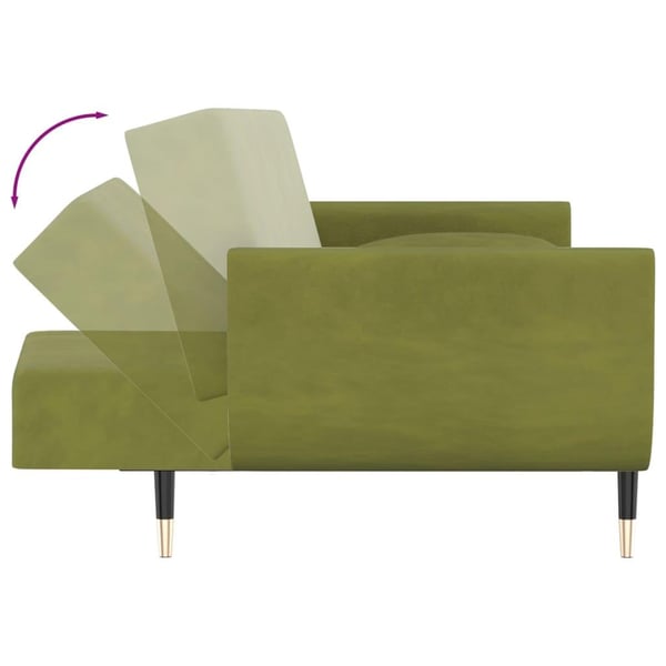 vidaXL 2-personers sovesofa med 2 puder fløjl lysegrøn
