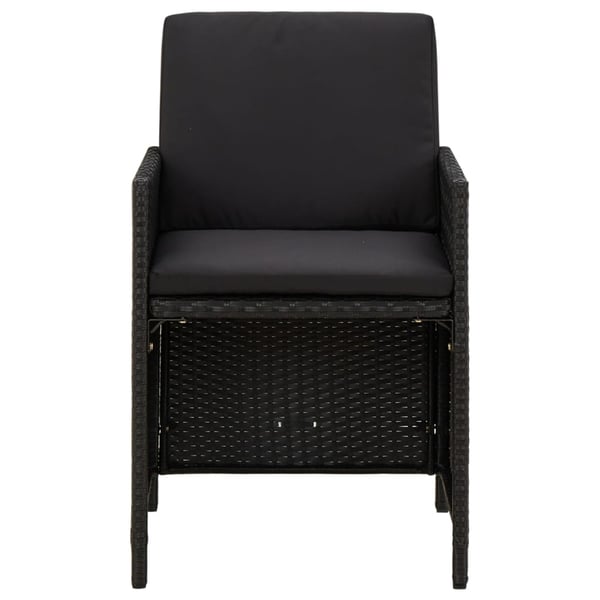 vidaXL havestole med hynder 4 stk. polyrattan sort