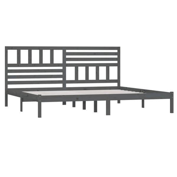vidaXL Sengeramme grå heltre furu 200x200 cm