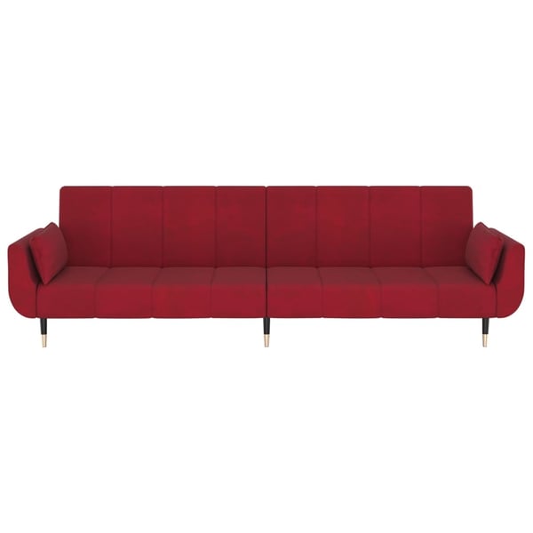 vidaXL 2-personers sovesofa med 2 puder fløjl vinrød