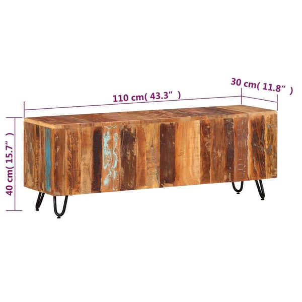 vidaXL TV-benk 110x30x40 cm gjenvunnet heltre