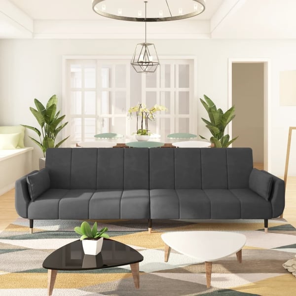 vidaXL 2-personers sovesofa med 2 puder fløjl mørkegrå