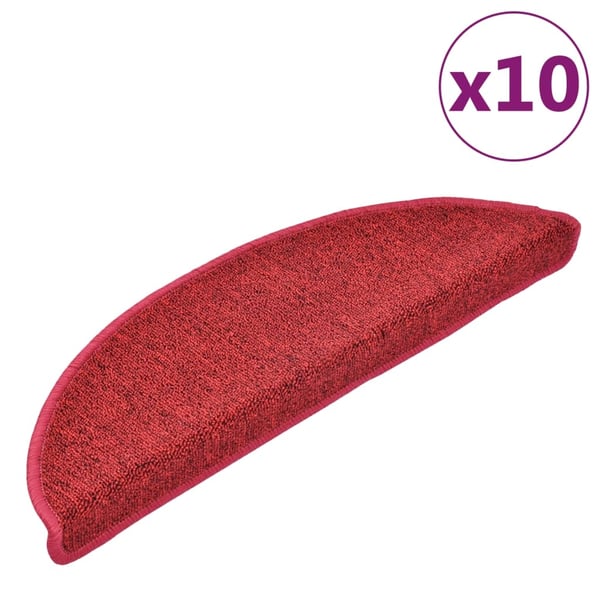 vidaXL trappemåtter 10 stk. 56x17x3 cm rød halvrund