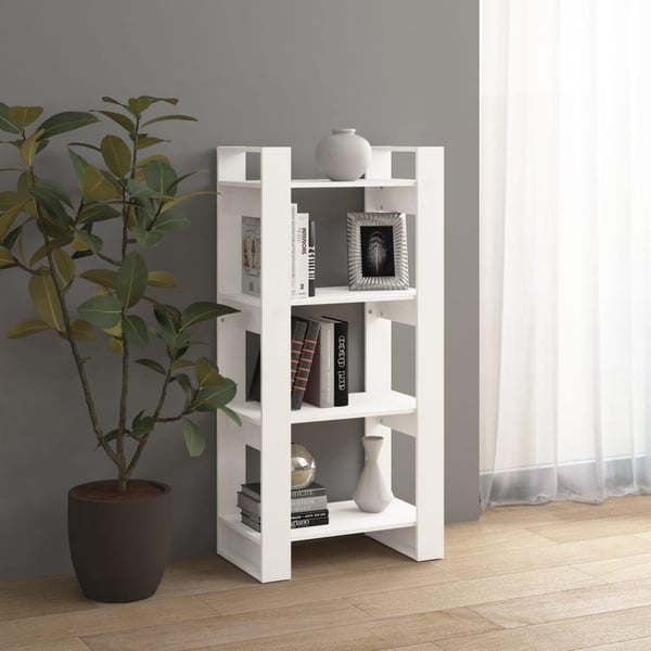 vidaXL Bokhylle/romdeler hvit 60x35x125 cm heltre