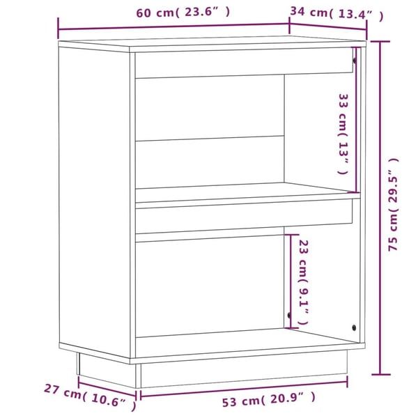 vidaXL konsolskab 60x34x75 cm massivt fyrretræ sort