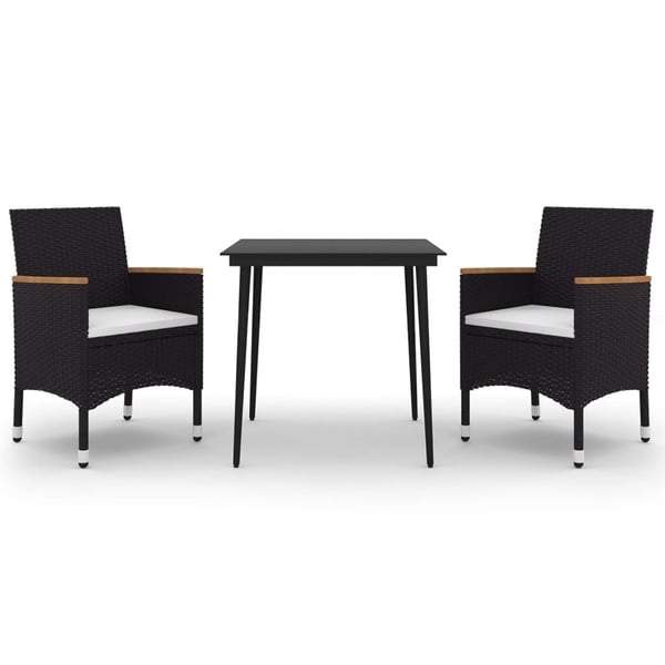 vidaXL spisebordssæt til haven 3 dele med hynder polyrattan og glas