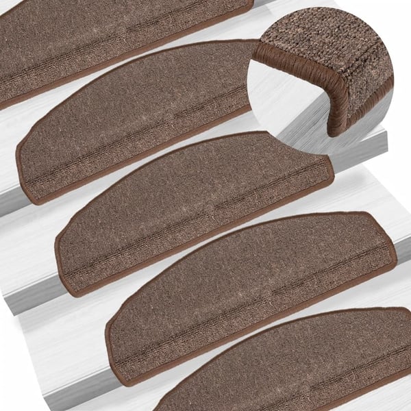 vidaXL Trappematter 10 stk 65x24x4 cm kaffebrune halvrund store
