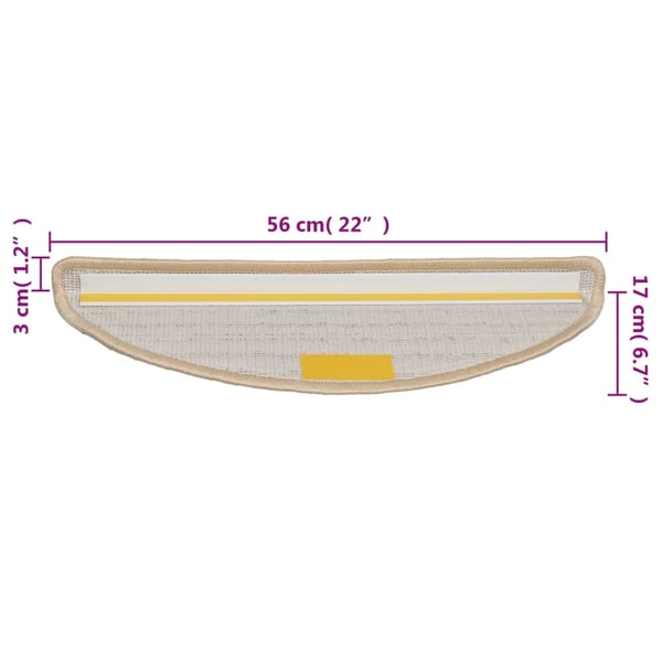 vidaXL Trappematter 10 stk 56x17x3 cm kremfargede halvrund