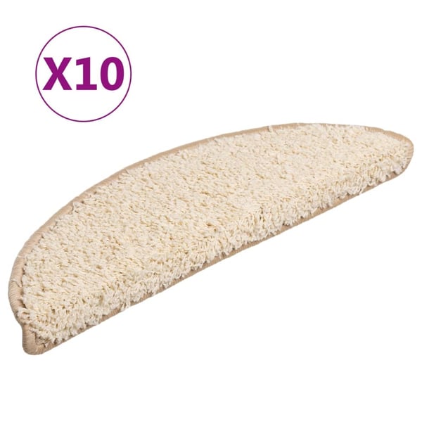 vidaXL Trappematter 10 stk 56x17x3 cm kremfargede halvrund