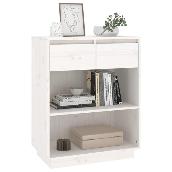 vidaXL Konsollskap hvit 60x34x75 cm heltre furu