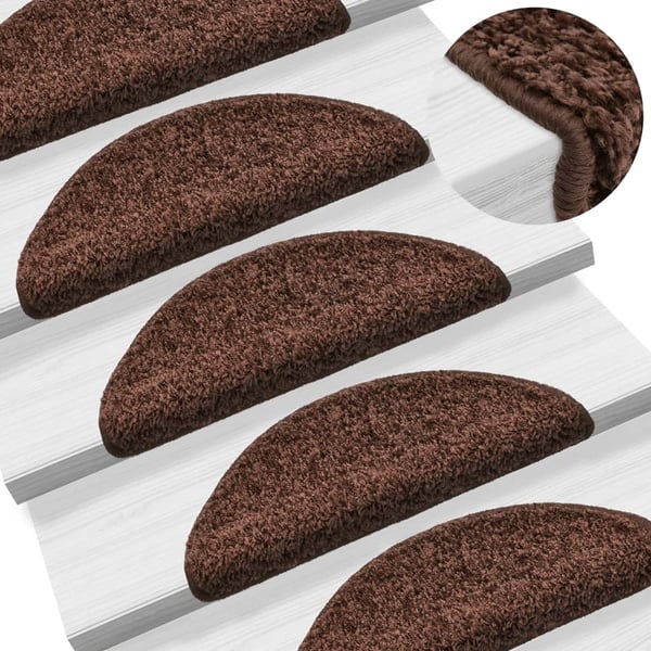 vidaXL Trappematter 10 stk 56x17x3 cm brune halvrund