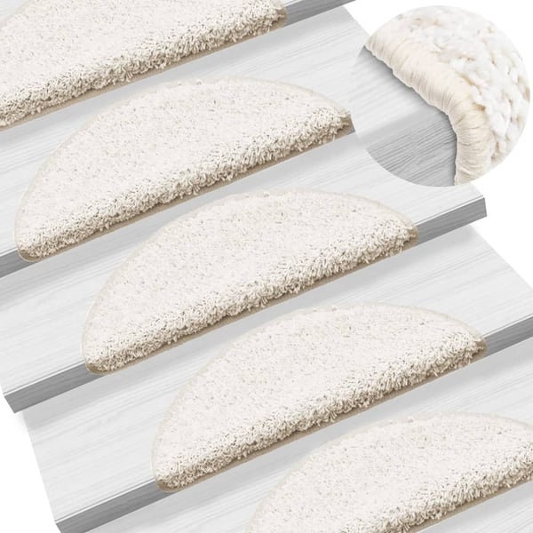 vidaXL Trappematter 10 stk 56x17x3 cm hvite halvrund