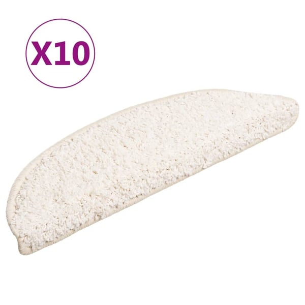 vidaXL Trappematter 10 stk 56x17x3 cm hvite halvrund